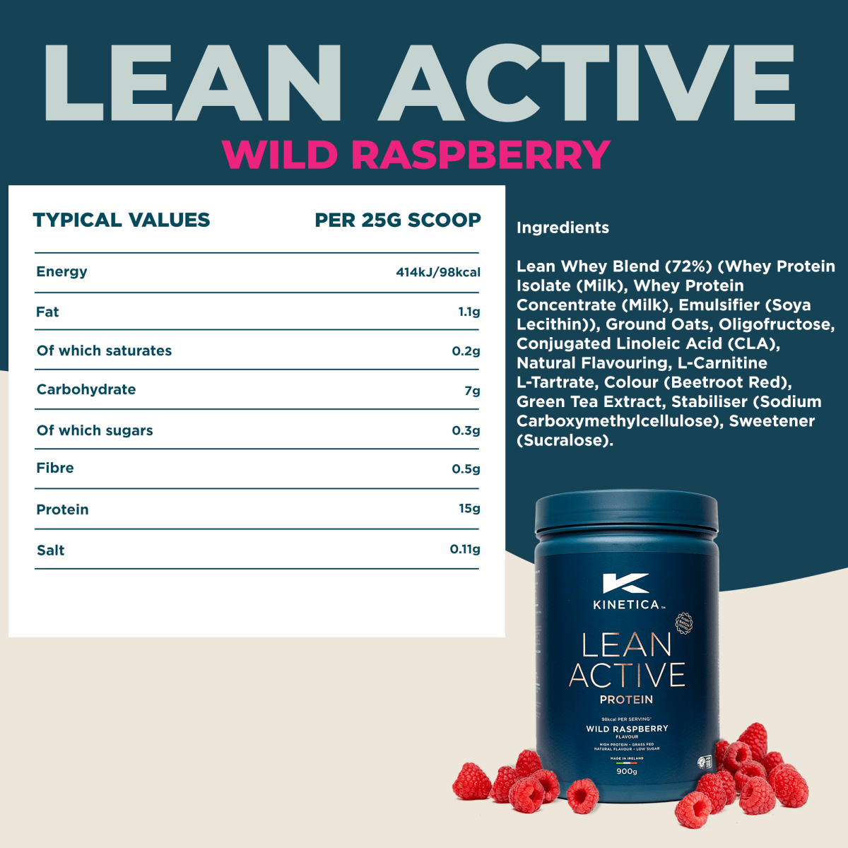 Lean Active Wild Raspberry 900g - #kinetica - sports#