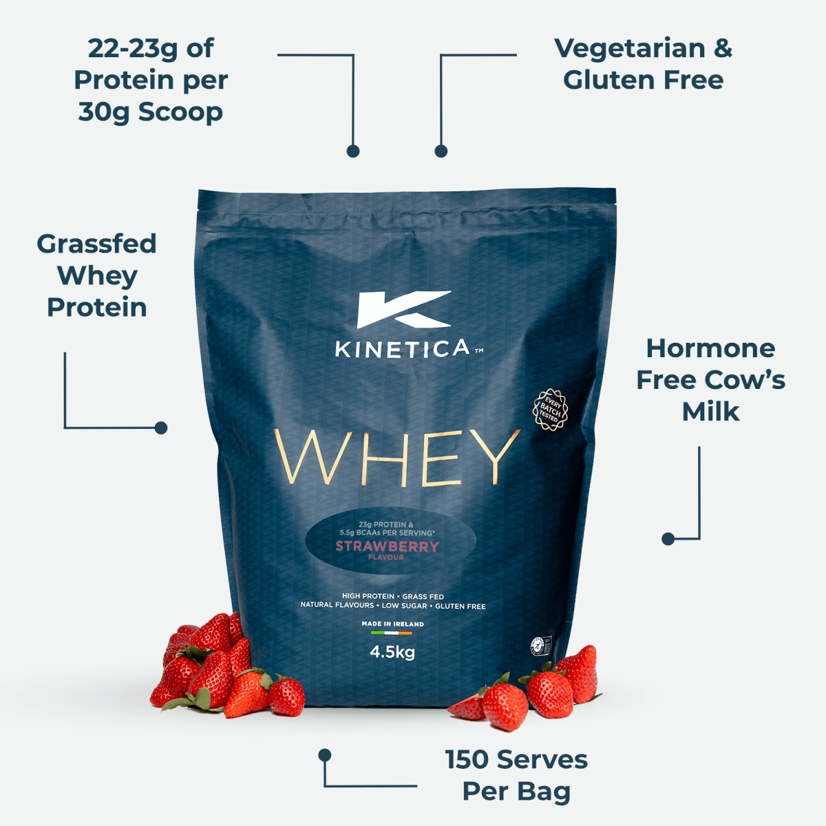 Whey Protein Strawberry 4.5kg - #kinetica-sports#