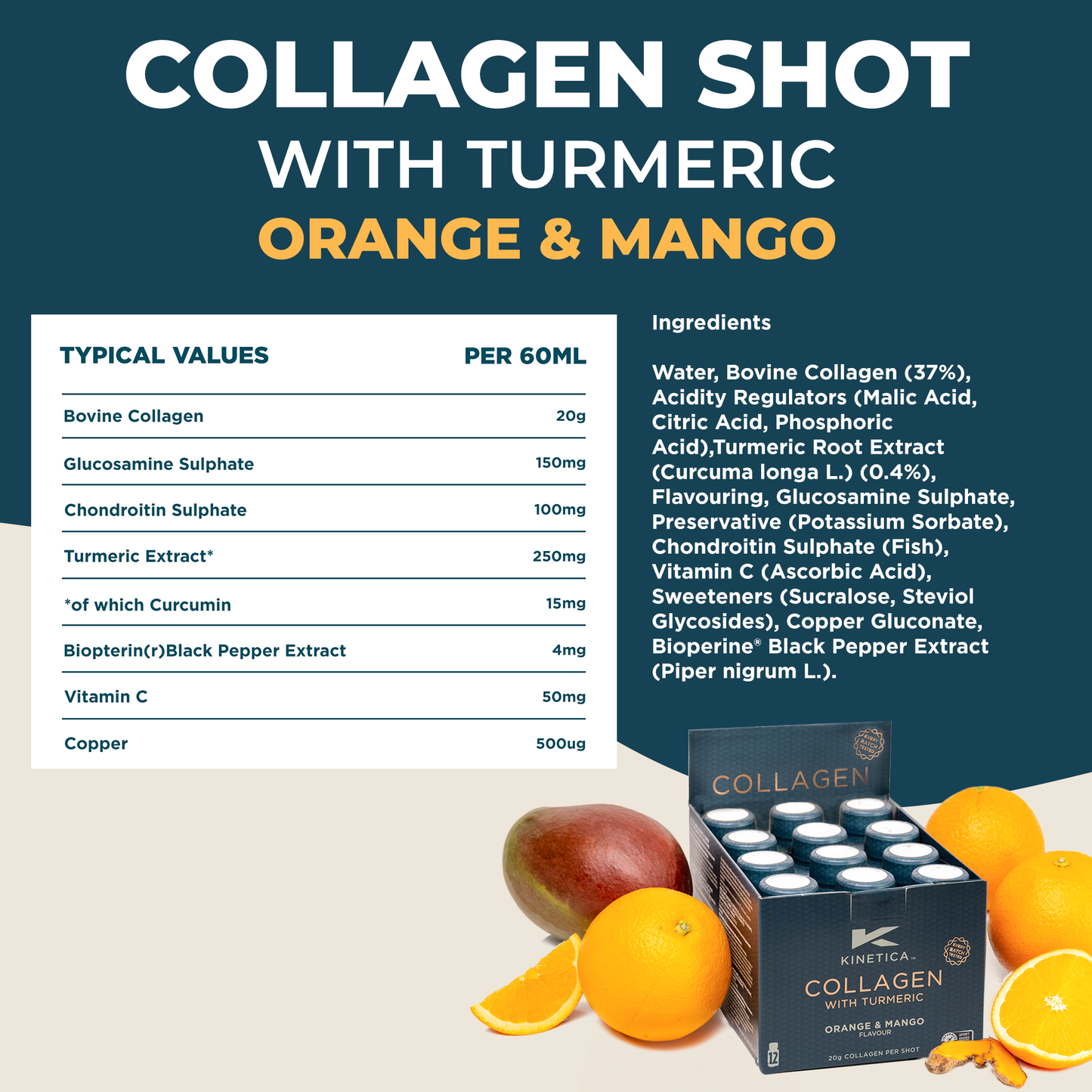 Collagen Shot with Turmeric - Orange & Mango 12-Pack
