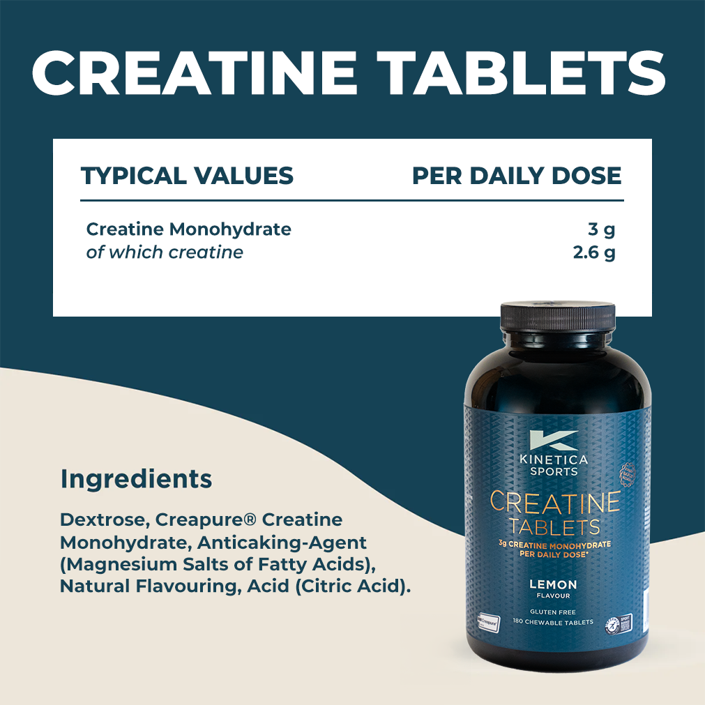 Creapure Creatine Monohydrate Tablets - Lemon Flavour - Chewable Creapure Creatine Monohydrate Tablets - Lemon Flavour - Chewable
