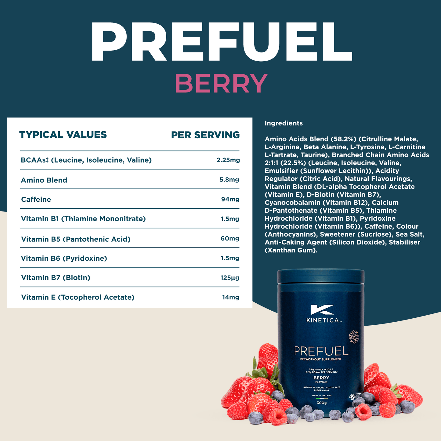 PreFuel Berry Nutritional Information