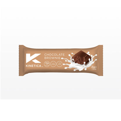 Kinetica protein bar, chocolate brownie protein bar, high protein, 14g protein.